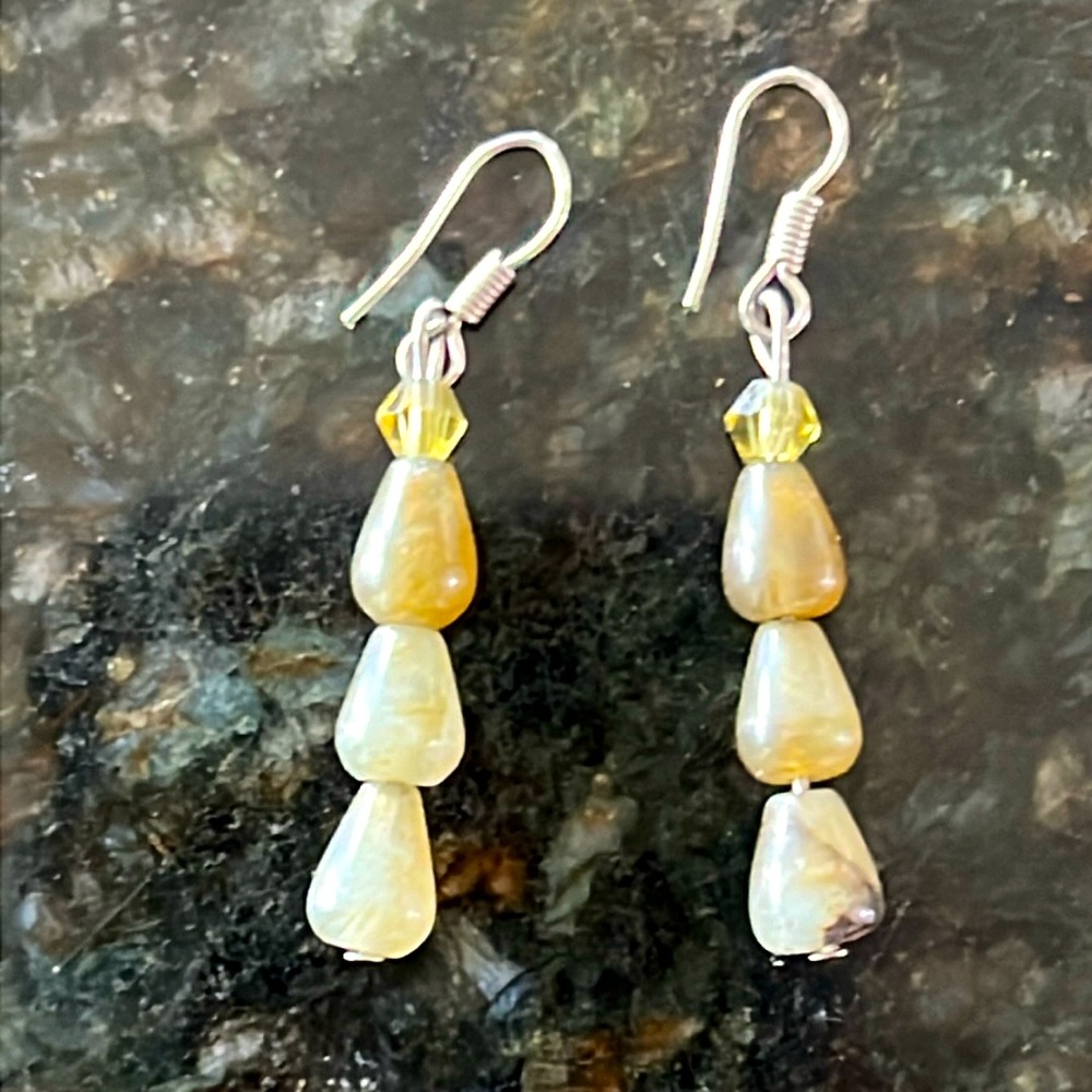 Jade with natural matrix drop earrings